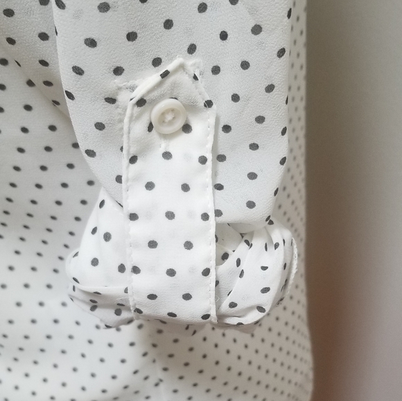 Jacob Brand White Button Down Polka Dot Blouse - Picture 6 of 11